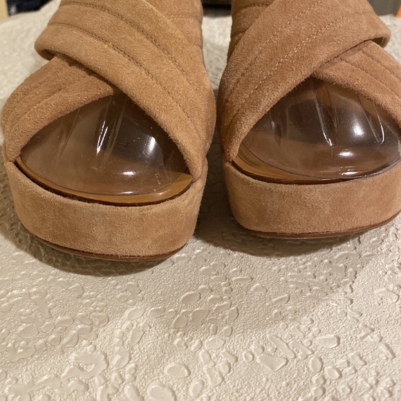 J Crew Marcie Tan Suede Criss Cross Wedge Sandals 8 Beautiful Shoes. - Picture 10 of 16